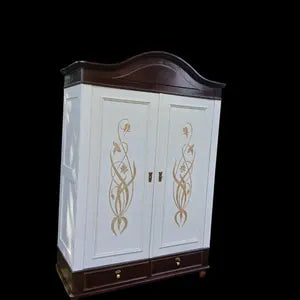Jugendstil Vintage Kleiderschrank – zerlegbarer Steckschrank in Creme & Schokobraun – Aurora