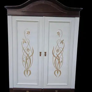 Jugendstil Vintage Kleiderschrank – zerlegbarer Steckschrank in Creme & Schokobraun – Aurora