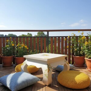Mediterraner Couchtisch mit Zitronenmotiv – Vintage Landhaus Massivholz