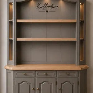 Vintage Kaffeebar aus Eiche mit Beleuchtung – Coffee Station & Küchenbuffet – Tom