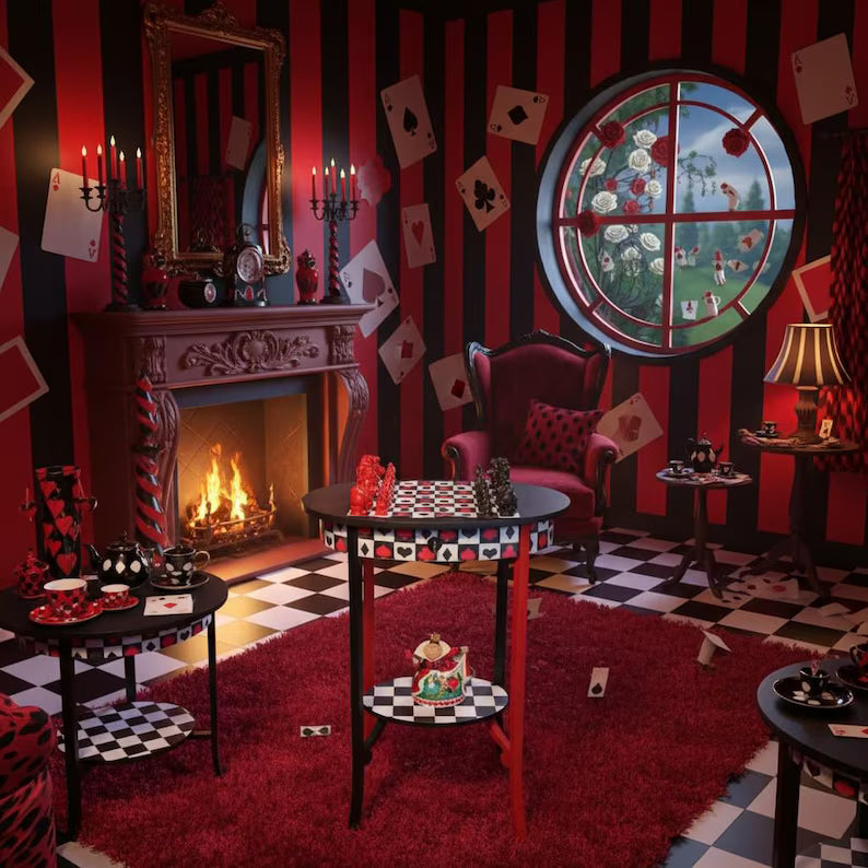 Vintage Schachtisch mit Schachfiguren – außergewöhnlicher Spieltisch im Karten-Design – Isabella
