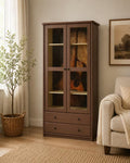 Vintage Vitrinenschrank aus Holz mit Gitarrenmotiv & Beleuchtung – Cash