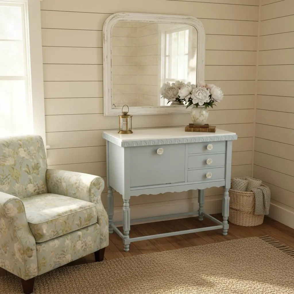 Vintage Kommode mit Fliesenplatte – Landhaus Sideboard ELARA