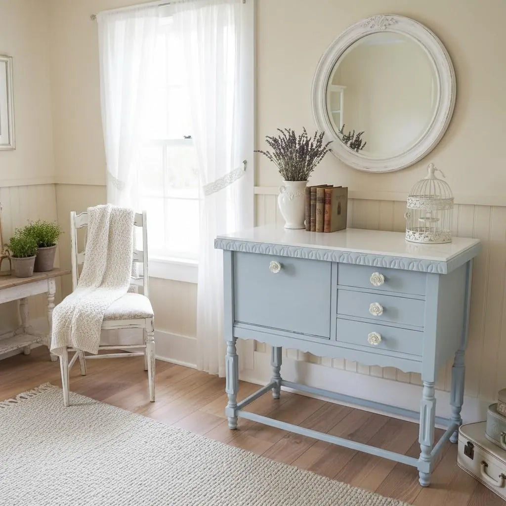 Vintage Kommode mit Fliesenplatte – Landhaus Sideboard ELARA