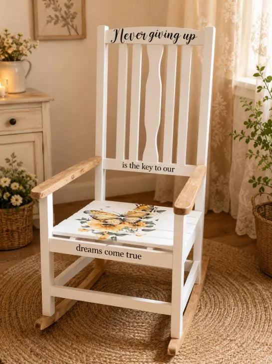 Vintage Schaukelstuhl mit Blumen – Landhaus Schaukelstuhl KAMI