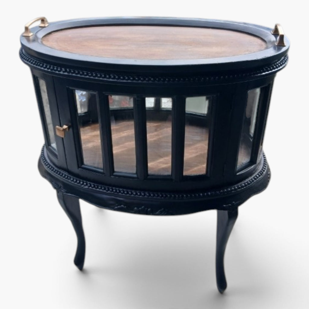 Schwarzer Teeschrank mit Glas – Vitrinenschrank CÉLESTE