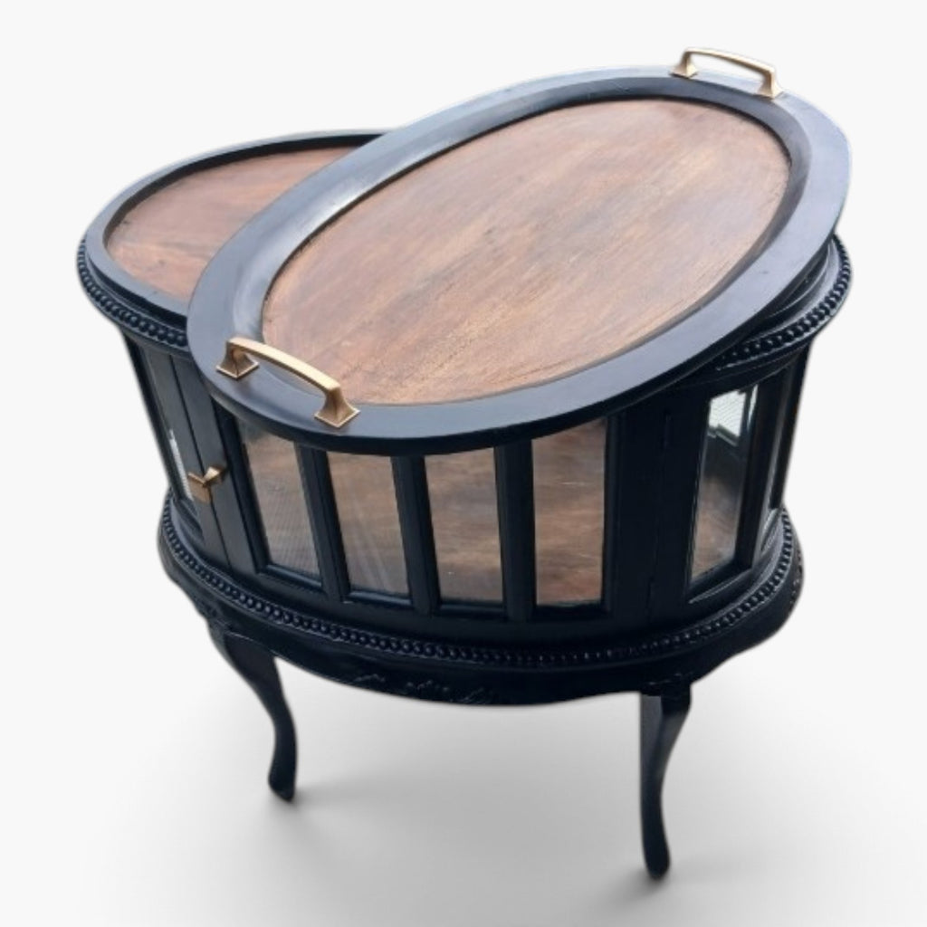 Schwarzer Teeschrank mit Glas – Vitrinenschrank CÉLESTE