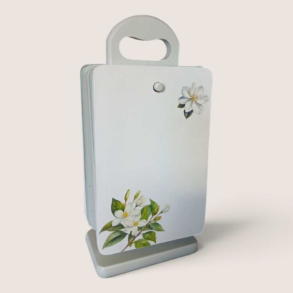 Vintage Holzbrettchen 6er-Set mit Ständer – Blumen Cottagecore